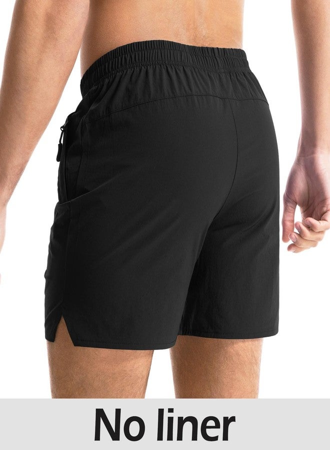 Aolesy Men's Gym Shorts 5 Inch Quick Dry Workout Running Shorts with Zipper Pockets Lightweight Sports Athletic Shorts for Men Black - Image 2
